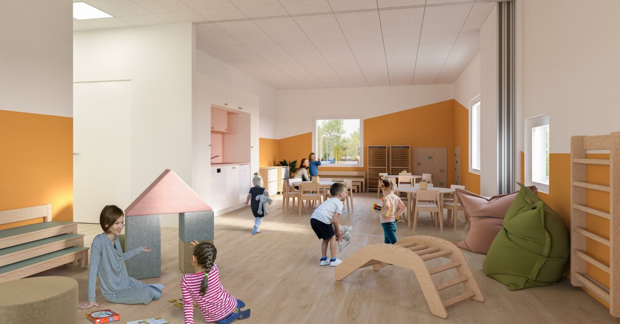 HYVÄN OLON -päiväkodeissa on runsaasti eri sisustusvalintoja ja materiaalivaihtoehtoja.