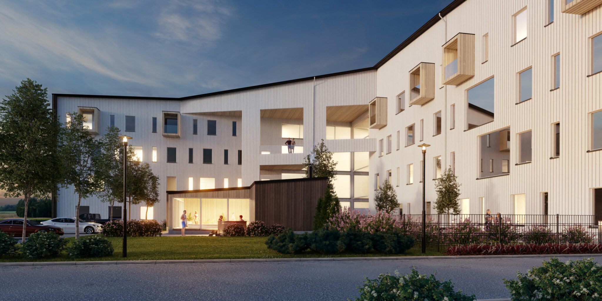 Palvelutalon piha, jossa spa-osasto