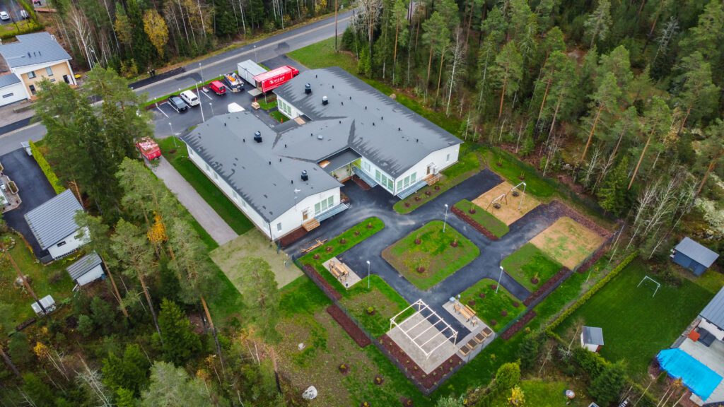 Kehitysvammaisten palvelutalo, Turku. Kuva alueesta yläviistosta.
